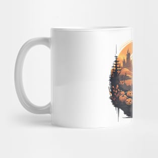 Cat Pumpkin Scene Mug